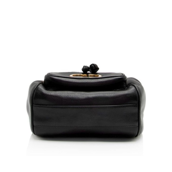 Dior Black Leather Vintage Backpack With Gold Hardware And Drawstring Closure - Picture 12 of 16